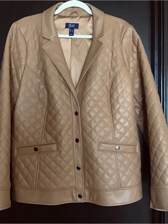 Denim&Co Jackets & Blazers - Denim&Co Tan Quilted Faux Leather Jacket
